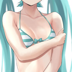 This is a pixiv picture whose title is 1日1ミクチャレンジ30日目　「恥じらい」.