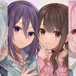 This is a pixiv picture whose title is ニーゴ髪型交換.