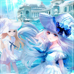 This is a pixiv picture whose title is 夏の海魔女.