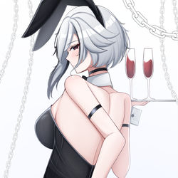 This is a pixiv picture whose title is 🐰Arlecchino🐰.