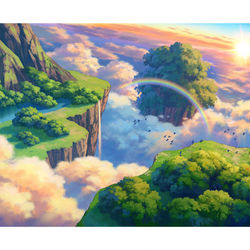 This is a pixiv picture whose title is 空島_雲海.
