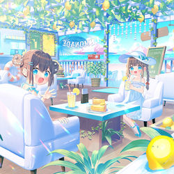 This is a pixiv picture whose title is 海辺のレモンカフェ.