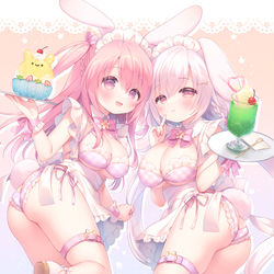 This is a pixiv picture whose title is ふんわりサマーうさメイド🍧🐰🍹.
