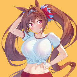 This is a pixiv picture whose title is 暑いブルマスカーレット.