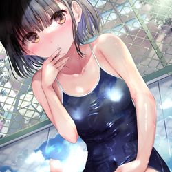 This is a pixiv picture whose title is 日焼け跡を見せてくれる女子.
