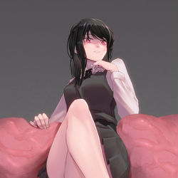 This is a pixiv picture whose title is 戦争の悪魔、三鷹アサ.