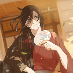 This is a pixiv picture whose title is 夕涼.