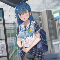 This is a pixiv picture whose title is 傘忘れた….