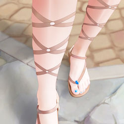 This is a pixiv picture whose title is 妮露的脚脚~/ネルの生足.