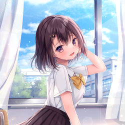 This is a pixiv picture whose title is 「今日も暑いね」.