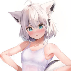 This is a pixiv picture whose title is 白スク！.