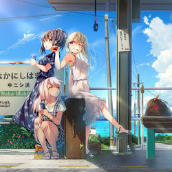 This is a pixiv picture whose title is 3人で、新しい日へ.