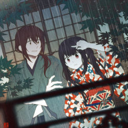 This is a pixiv picture whose title is 雨の音.