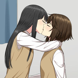 This is a pixiv picture whose title is 【創作百合】.