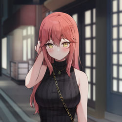 This is a pixiv picture whose title is 「ごめんね、待たせちゃった？」.