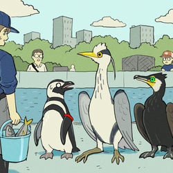 This is a pixiv picture whose title is ペンギンサギ.