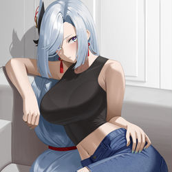 This is a pixiv picture whose title is 申鶴.