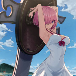 This is a pixiv picture whose title is 水着マシュ.