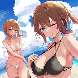 This is a pixiv picture whose title is 水着レパルス＆レナウン.