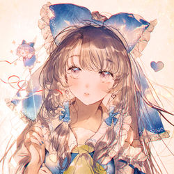 This is a pixiv picture whose title is 青霊夢と妖精。.
