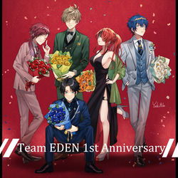 This is a pixiv picture whose title is エデン組1周年.