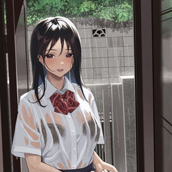 This is a pixiv picture whose title is ずぶ濡れ先輩.
