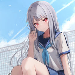 This is a pixiv picture whose title is 白髪ちゃん.