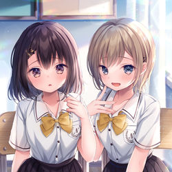 This is a pixiv picture whose title is 「今日はどっちと帰るの？♡」.