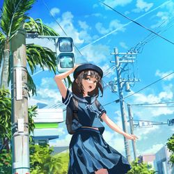 This is a pixiv picture whose title is 青信号.