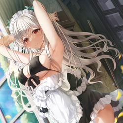 This is a pixiv picture whose title is 黒ビキニメイドちゃん！.