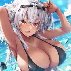 This is a pixiv picture whose title is 黒ビキニ武蔵しゃん.