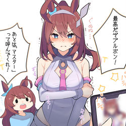 This is a pixiv picture whose title is 昔の勝負服を着てくれるミホノブルボン○○歳.