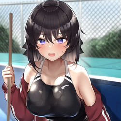 This is a pixiv picture whose title is ⑨プール掃除の幼馴染.