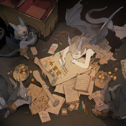 This is a pixiv picture whose title is 洞窟の魔物.