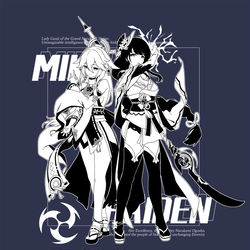 This is a pixiv picture whose title is 「～八重神子ｘ雷電将軍～」.
