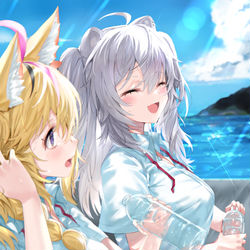 This is a pixiv picture whose title is ホロライブサマー（学生.