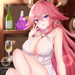 This is a pixiv picture whose title is 八重神子　ドレス.