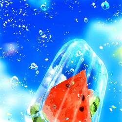 This is a pixiv picture whose title is 夏空を閉じ込めました どうぞ召し上がれ.