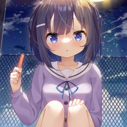 This is a pixiv picture whose title is ネコと遊んでるフユちゃん.