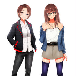 This is a pixiv picture whose title is 彼女と彼氏の服交換.