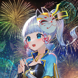 This is a pixiv picture whose title is 綾華と花火.