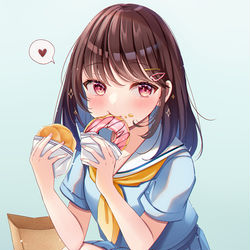 This is a pixiv picture whose title is もぐもぐ.