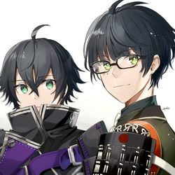 This is a pixiv picture whose title is 黒髪翠眼男士.