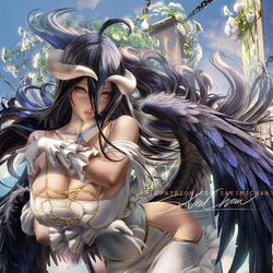 This is a pixiv picture whose title is アルベド Albedo 雅儿贝德.