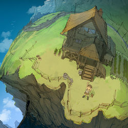 This is a pixiv picture whose title is 崖っぷちハウス.