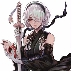 This is a pixiv picture whose title is 2B The End of YoRHa.