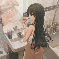 This is a pixiv picture whose title is Brushing teeth.