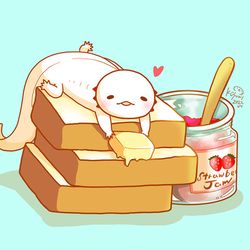 This is a pixiv picture whose title is 食パン＆もち子.