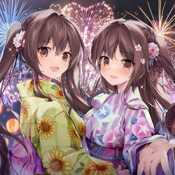 This is a pixiv picture whose title is ３人で花火大会！.