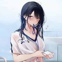 This is a pixiv picture whose title is あ、あのっ…こっちは気にせずに….